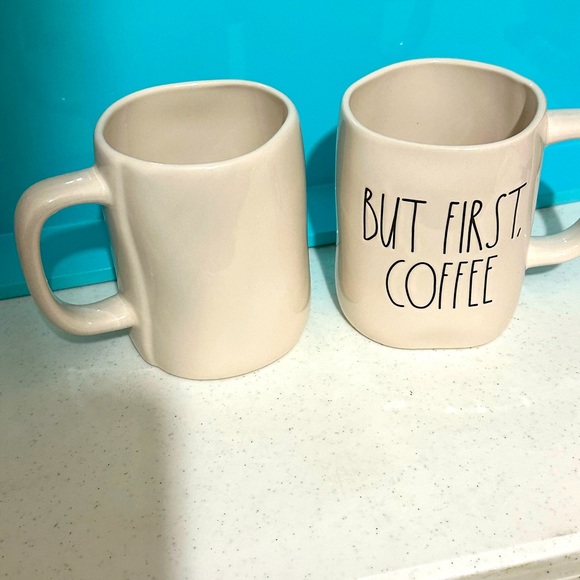 2 Rae Dunn  “BUT FIRST COFFEE” white coffee cups - Picture 3 of 3